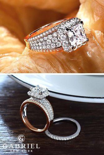 gabriel co engagement rings wedding set princess cut gold diamond