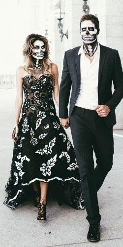 gothic wedding dresses high low sweetheart neckline whit and black oscardelarenta