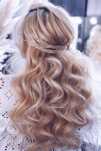 half up half down wedding hairstyles ideas airy long blonde curls with braids xenia_stylist