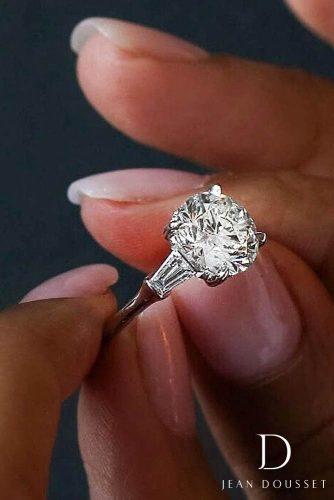 jean dousset engagement rings Round Brilliant Cut diamond set ABEER design baguette side stones 3