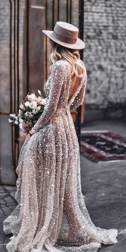 long sleeve sparkly wedding dresses