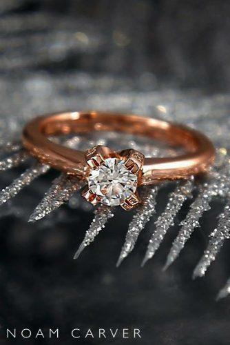 noam carver engagement rings rose gold classic round cut diamond simple