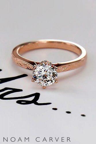 noam carver engagement rings simple classic round cut diamond rose gold