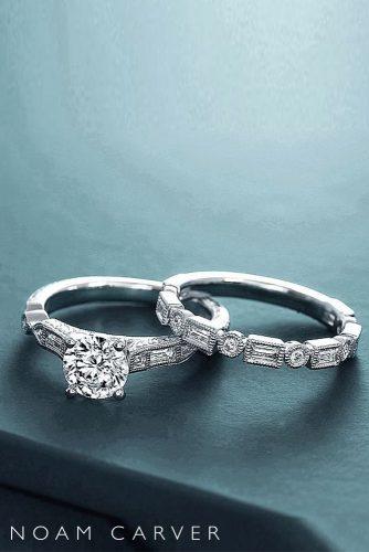 noam carver engagement rings wedding set solitaire round cut diamond