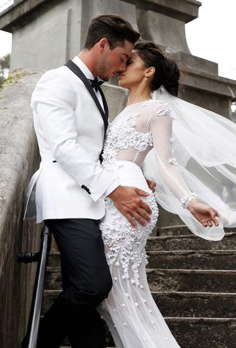 real wedding gabriella jordan kiss on the stairs image haus