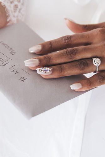 real wedding photography white nails with rhinestones and round diamond ring stanlo photography