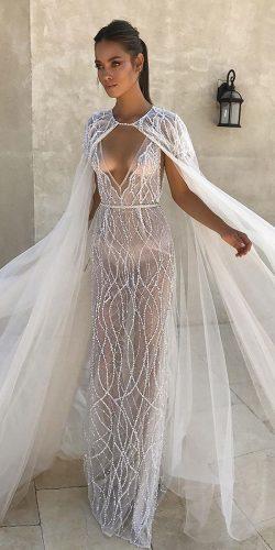  wedding dresses fall 2018 sheath cape sequins nude berta