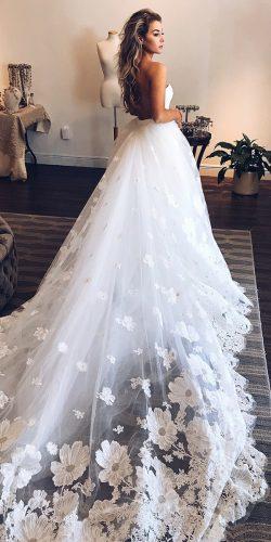 a line wedding dresses low back with train floral ines di santo
