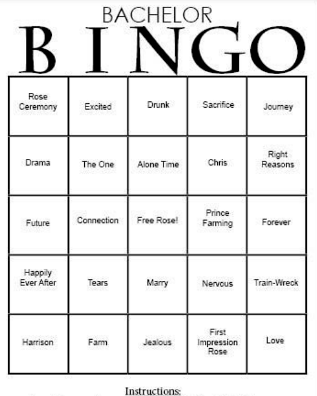 bachelor party games bingo