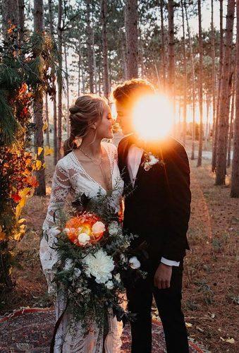 bohemian wedding photos romantic couple at sunset Nicole Castonguay