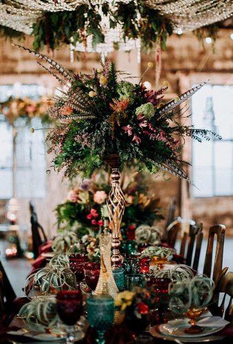 bohemian wedding receptions boho centerpiece brickandpinephotography