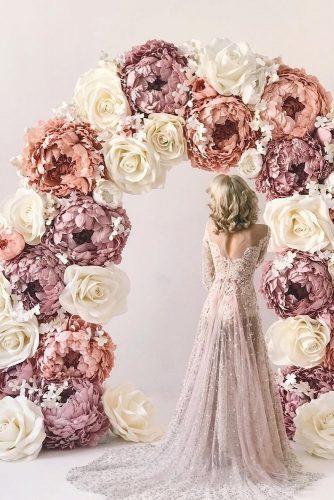 dusty rose wedding bridal arch with big paper flowers wowflowersmk