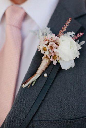 dusty rose wedding tie and boutonniere on groom meredith perdue
