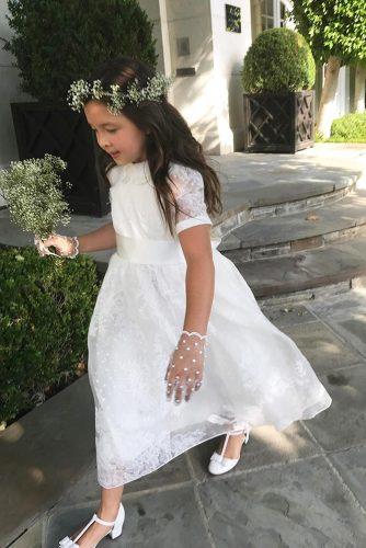 flower girl dresses rustic boho with cap sleeves lace gloves moniquelhuillier