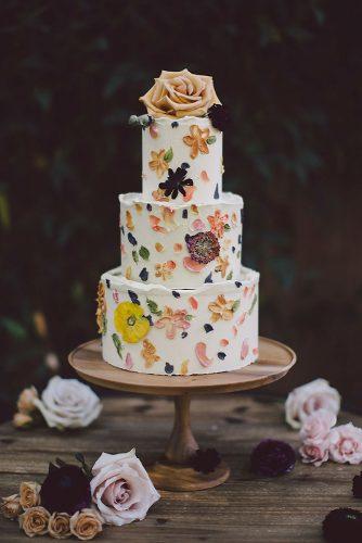 mustard wedding tall white bridal cake with flowers evangeline lane