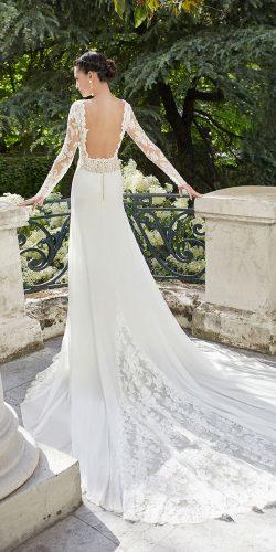 rosa clara wedding dresses sheath with long sleeves open back lace with buttons