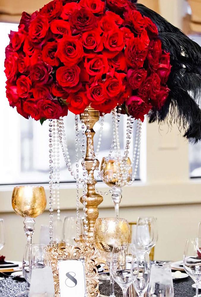 valentines day wedding ideas hight flower centerpiece True Photography