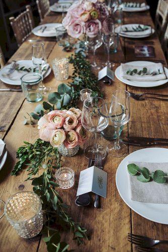wedding decor 2019 shabby chic bohemian greenery tablerunner and pink roses fox tail photography