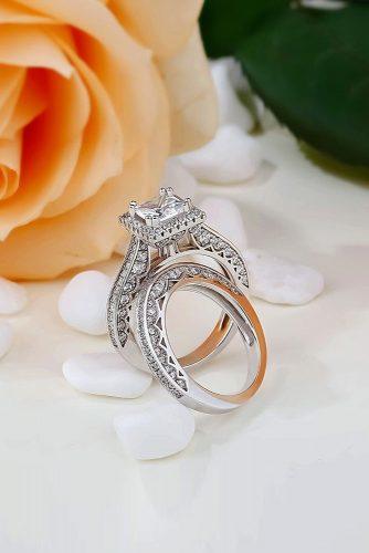 bridal sets princess cut wedding set white gold diamond