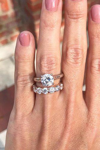 bridal sets solitaire simple classic round cut diamond