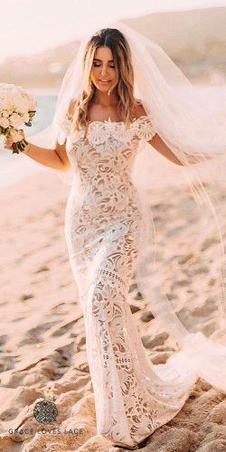 grace loves lace wedding dresses light ivory abstract stretch lace mermaid off the shoulder cien