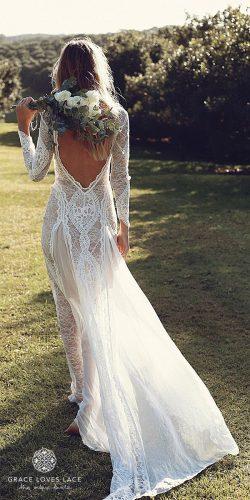 grace loves lace wedding dresses white boat neck sleeves boho low back inca