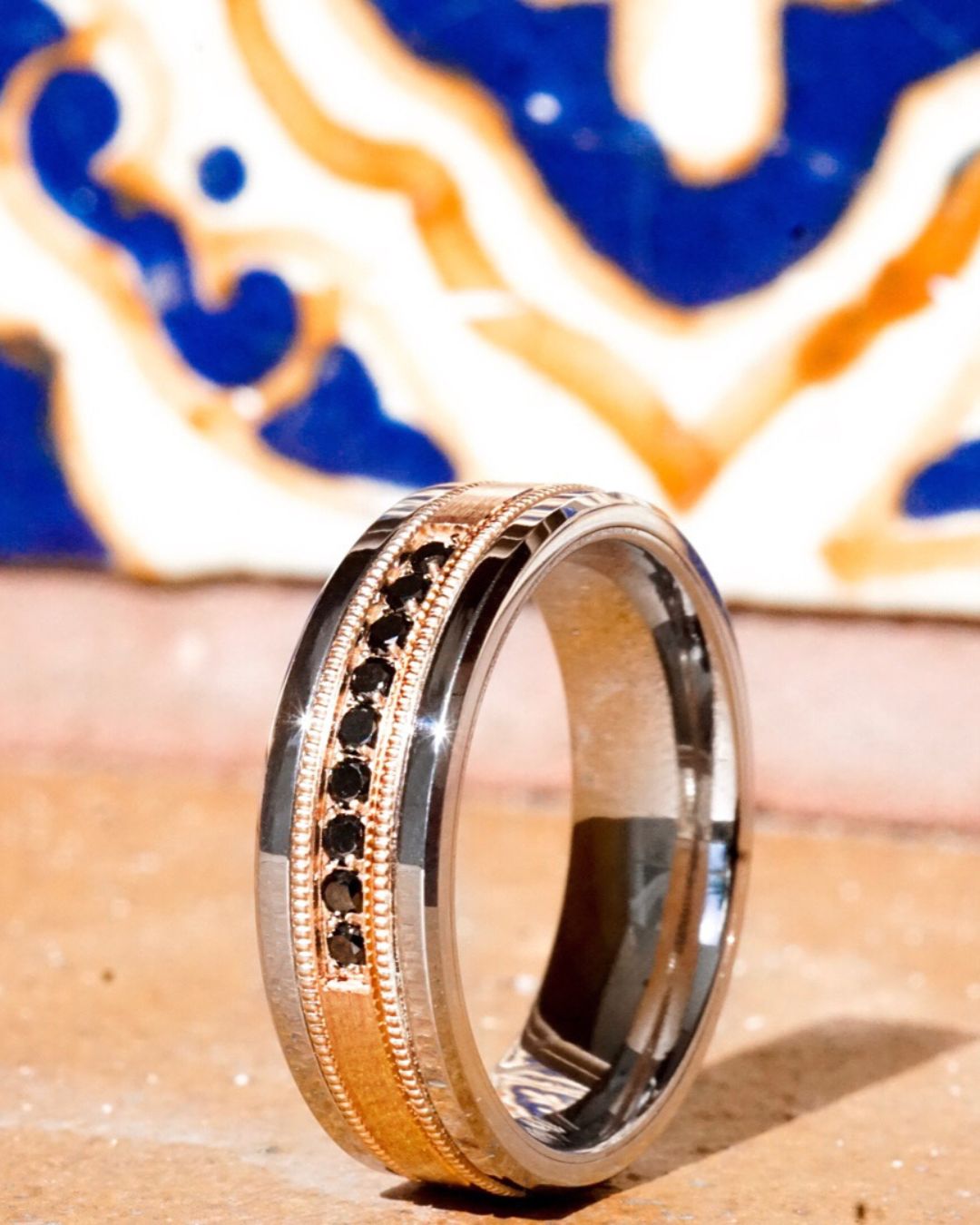 mens wedding bands black diamond rings