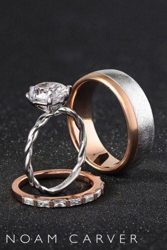 noam carver engagement rings platinum rose gold twist diamond solitaire