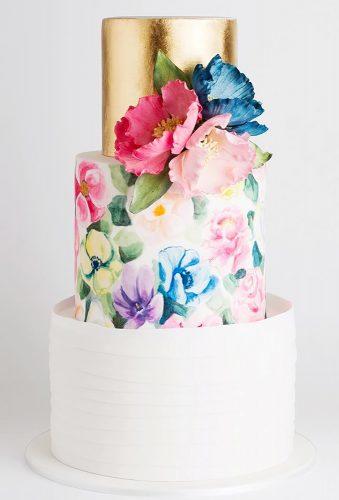 spring wedding cakes watercolor cake with gold cake ink
