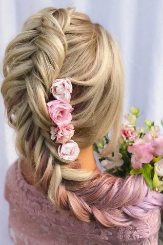 valentines day hairstyles french braid on blonde pink long hair with roses pins styles_by_reneemarie