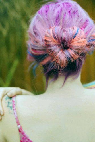 valentines day hairstyles on colorful hair high heart shaped bun shell de mar