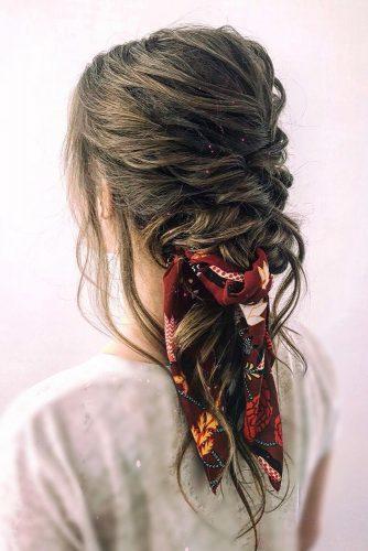 valentines day hairstyles silk scarf updo on medium dark hair cruzmakeup