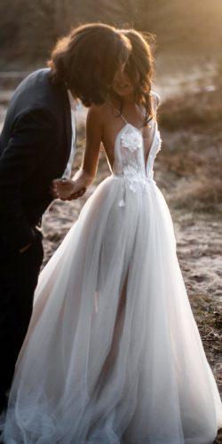 a line wedding dresses with spaghetti straps deep v neckline tali photography