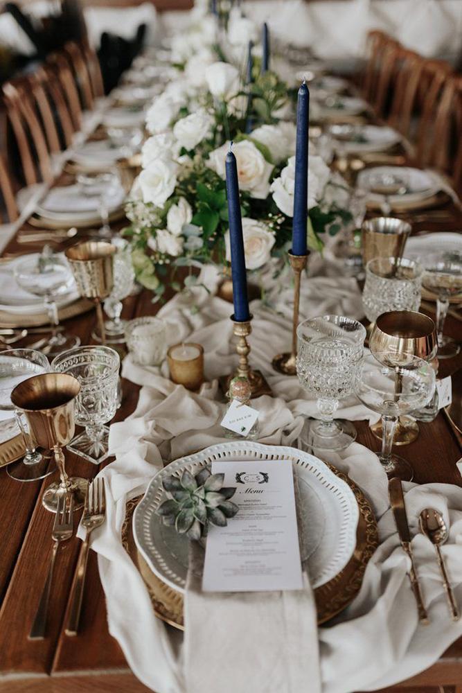 bohemian wedding decorations white green place settin with candles cloth and succulent melissamarshallx