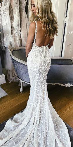 mermaid wedding dresses low back with train for beach pallascouture