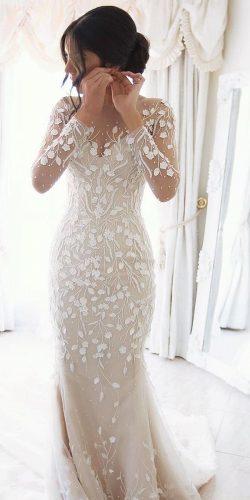 mermaid wedding dresses with illusion neckline floral appliques steven khalil