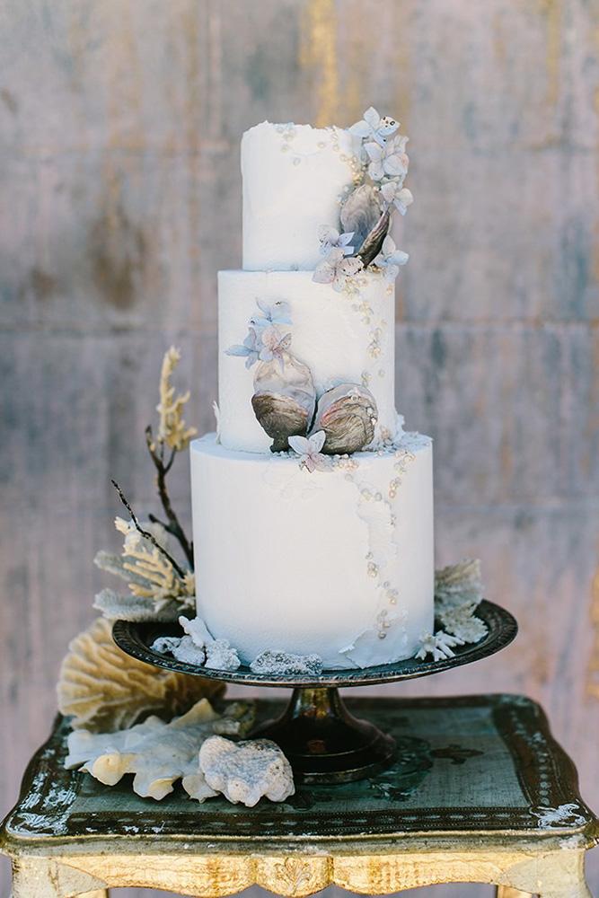 nautical wedding tall pastel with seashells pearls angela zion photography