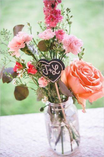 park wedding jar with flowers SpottsWood Photography