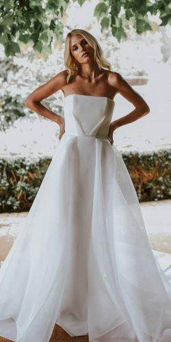 simple wedding dresses a line strapless neckline with overskirt kwhbridal