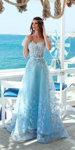 blue a line wedding dress