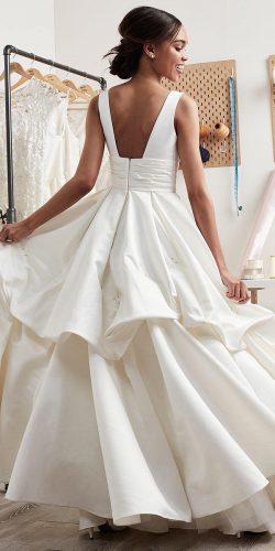 cheap wedding-dresses ball gown simple v back bustle under 500 davidsbridal
