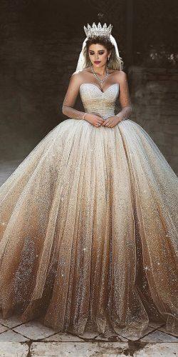 gold wedding dresses with sleeves