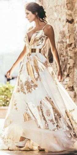 gold beach wedding dress