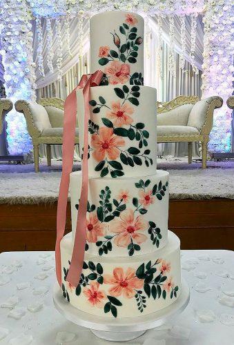 handpainted wedding cakes cake with flowers and ribbon sweetdropsofheaven