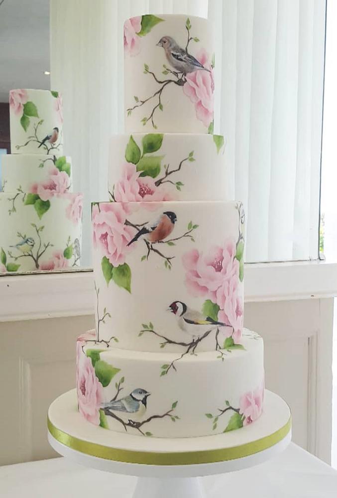 handpainted wedding cakes charming birds emilyhankinscakes
