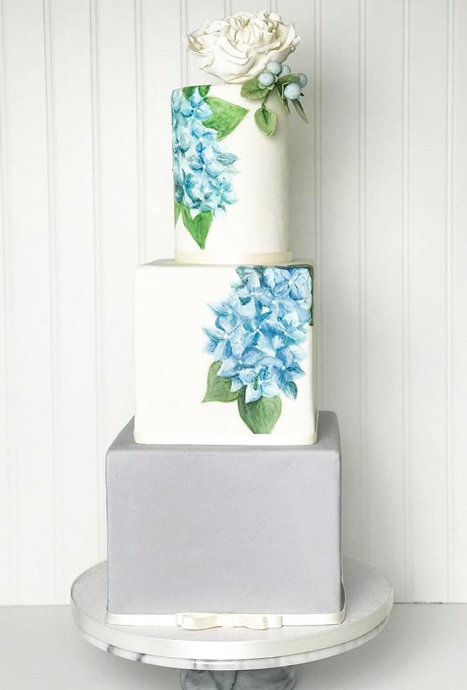 handpainted wedding cakes elegant square cake catiecakes