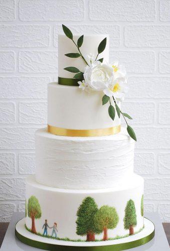 handpainted wedding cakes rustic cake with tree and white flower theweddingcommunity
