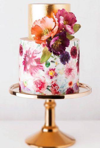 handpainted wedding cakes small cake with flower and gold nzweddingshop