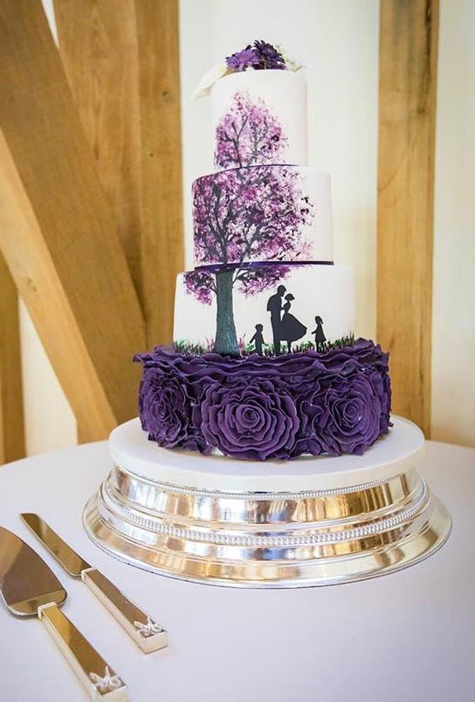 handpainted wedding cakes violet unique cake bluebellkitchen
