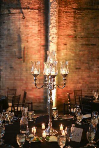 industrial wedding decor candle centerpiece Erin Johnson Photography